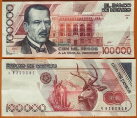 Мексика 100000 песо 1988 Серия Х