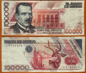 Мексика 100000 песо 1988 Серия Y