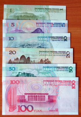 Китай 1-100 юаней Комплект банкнот с одинаковыми номерами