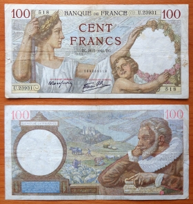 Франция 100 франков 31.7. 1941 VF P-94