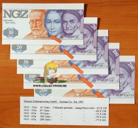 Германия Тестовые банкноты 5 штук 1993 UNC