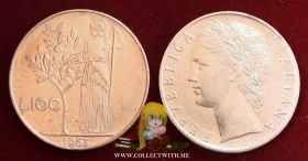 Италия 100 лир 1963 XF