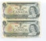 Canada 1 dollar 1973 Uncut sheet of 2 notes UNC