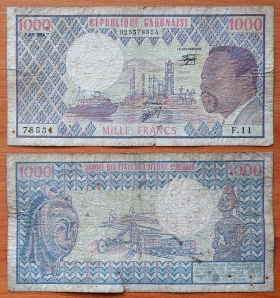 Габон 1000 франков 1.6. 1984 P-3d