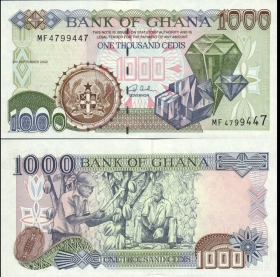 Гана 1000 седи 2002 UNC