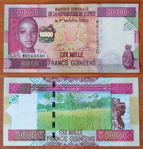 Гвинея 10000 франков 2012 UNC