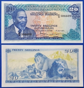 Кения 20 шиллингов 1977 UNC