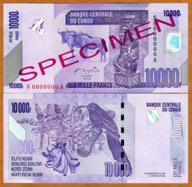 Конго 10000 франков 2006 Образец UNC