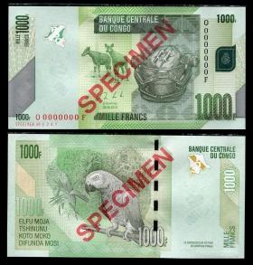 Конго 1000 франков 2013 Образец UNC