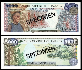 Руанда 5000 франков 1988 Образец UNC