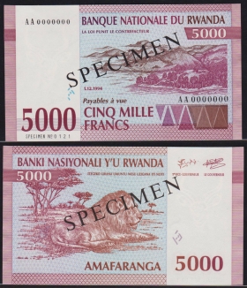Руанда 5000 франков 1994 Образец UNC
