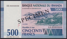 Руанда 500 франков 1994 Образец UNC