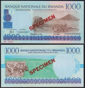 Руанда 1000 франков 1998 Образец UNC