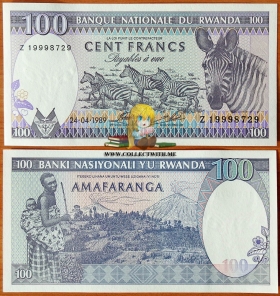 Руанда 100 франков 1989 UNC