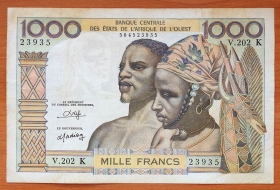Сенегал 1000 франков 1959-1965 VF Р-703Кo