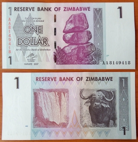 Зимбабве 1 доллар 2007 Радар 8149418