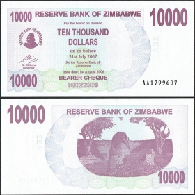 Зимбабве 10000 долларов 2007 UNC