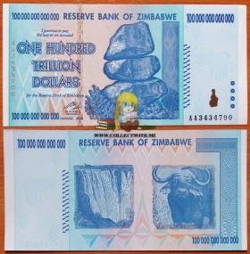Зимбабве 100 триллионов долларов 2008 UNC