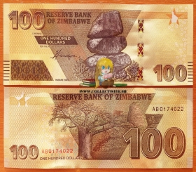 Зимбабве 100 долларов 2020 (2022) UNC P-W106