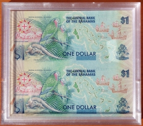 Багамы 1 доллар 1992 UNC Сцепка в подарочной упаковке