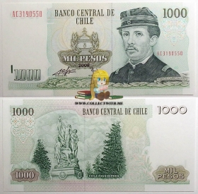 Чили 1000 песо 2008 UNC