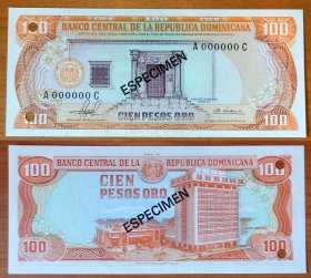 Доминикана 100 песо 1981 Образец UNC