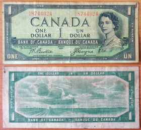 Канада 1 доллар 1954 Лицо Дьявола F