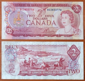 Канада 2 доллара 1974 VF P-86a