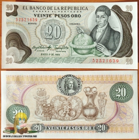 Колумбия 20 песо оро 1983 UNC