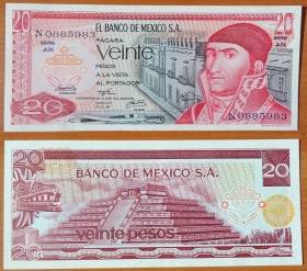 Мексика 20 песо 1973 UNC