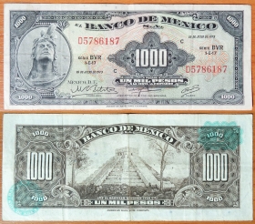 Мексика 1000 песо 1973 Зеленые печати (1)