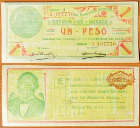 Мексика (Оахака) 1 песо 1915 aUNC