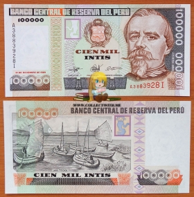 Перу 100000 инти 1989 UNC P-145
