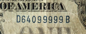 США 1 доллар 1928 А с/н 64099999