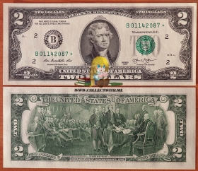 США 2 доллара 2013 UNC Замещенка