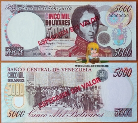 Венесуэла 5000 боливаров 1996 UNC Образец