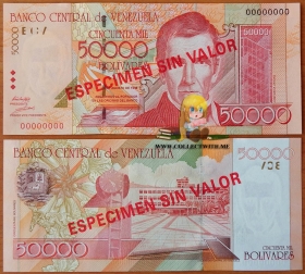 Венесуэла 50000 боливаров 1998 UNC Образец