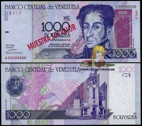 Венесуэла 1000 боливаров 10 сент. 1998 UNC Образец