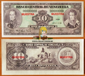 Венесуэла 10 боливаров 1986 UNC Образец
