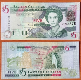 Восточные Карибы 5 долларов 2003 UNC
