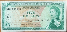 Восточные Карибы (Ст. Люсия) 5 долларов 1965