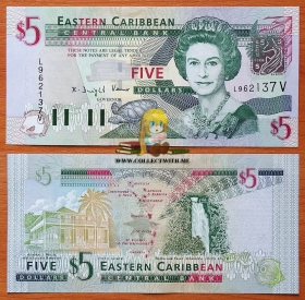 Восточные Карибы 5 долларов 1994 UNC P-31v