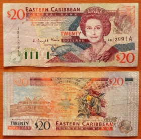 Восточные Карибы (Антинуа) 20 долларов 2003 VF