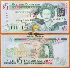 Восточные Карибы (Антинуа) 5 долларов 2003 UNC