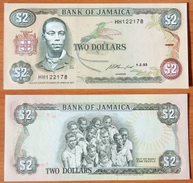 Ямайка 2 доллара 1993 UNC