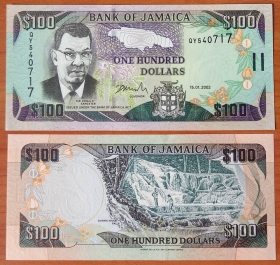 Ямайка 100 долларов 2002 UNC