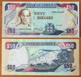 Ямайка 50 долларов 2008 aUNC