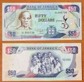 Ямайка 50 долларов 2012 UNC Юбилейная