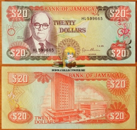 Ямайка 20 долларов 1995 UNC