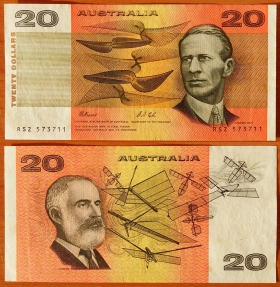 Австралия 20 долларов 1991 XF/aUNC